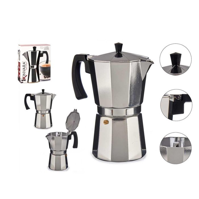 Kinvara Cafetera de Aluminio 12 Tazas (650 ml) 13x25x21 cm (12 Unidades) Kinvara Cafetera de Aluminio 12 Tazas (650 ml) 13x25x21 cm (12 Unidades)