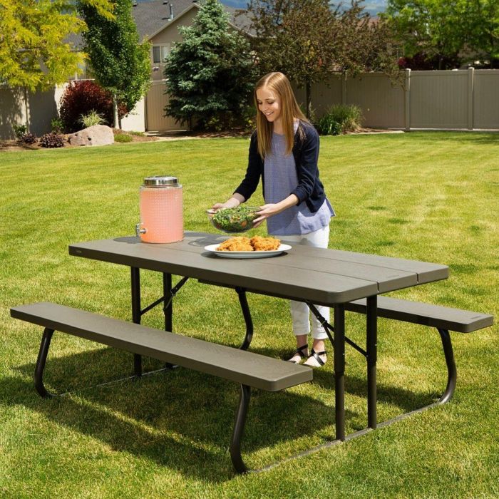 Mesa Plegable Lifetime Madera Marrón Pícnic Acero Plástico 183 x 74 x 145 cm 1 Mesa Plegable Lifetime Madera Marrón Pícnic Acero Plástico 183 x 74 x 145 cm 1