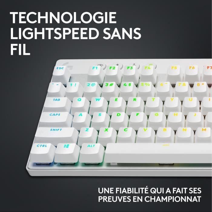 Teclado para juegos - inalámbrico - LOGITECH G - G Pro X TKL Lightspeed - USB - AZERTY - Blanco 2