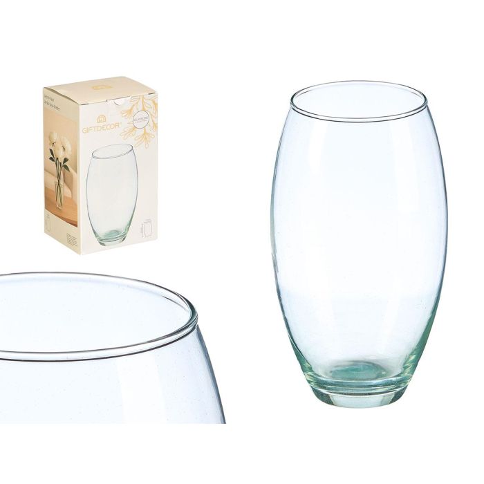 Giftdecor Jarrón de Cristal Abombado Transparente, 21 cm de Alto, Boca 8 cm - Decoración Elegante para Hogar (Set de 12)