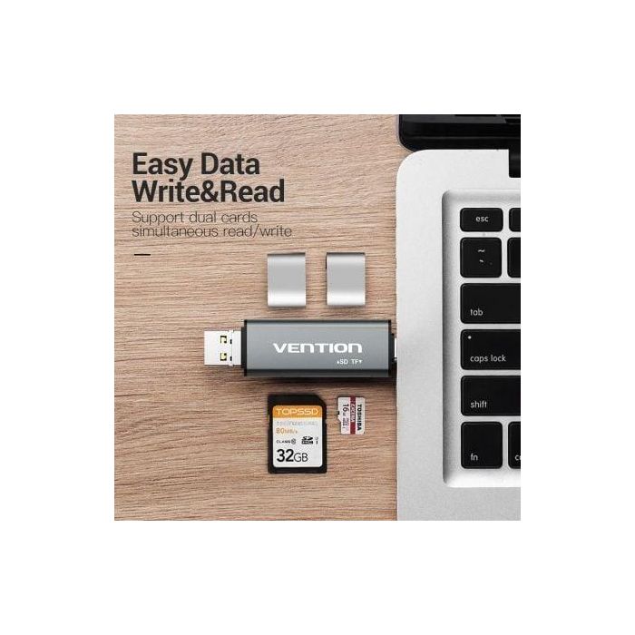 Vention CCJH0 Lector de Tarjetas Externo USB 2.0/USB-C/Micro USB Multitarjeta TF/SD 256GB Carcasa Aleación Aluminio Gris 1 Vention CCJH0 Lector de Tarjetas Externo USB 2.0/USB-C/Micro USB Multitarjeta TF/SD 256GB Carcasa Aleación Aluminio Gris 1