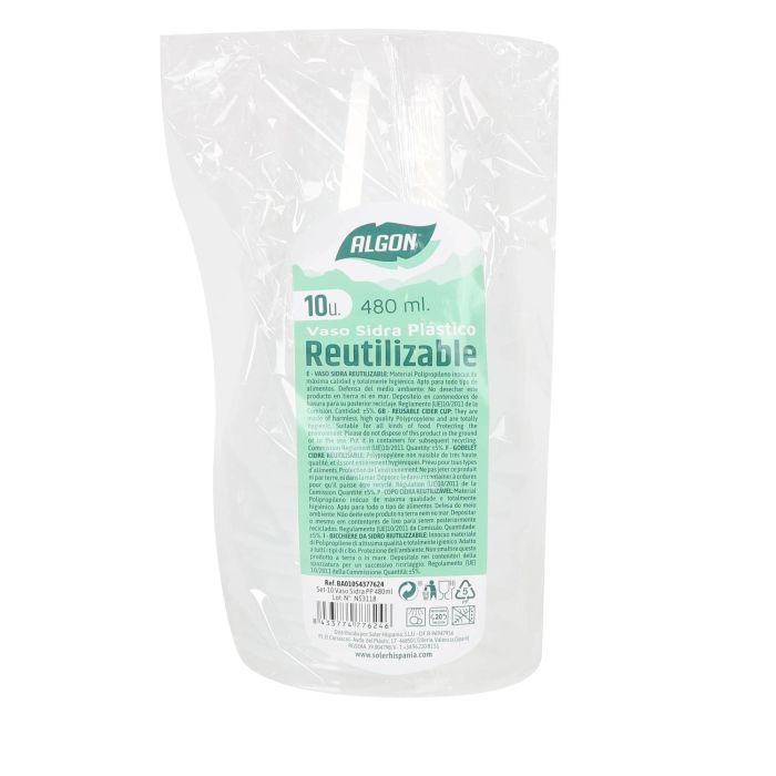 Algon Set 10 Vasos Sidra PP 480 ml (20 Unidades)