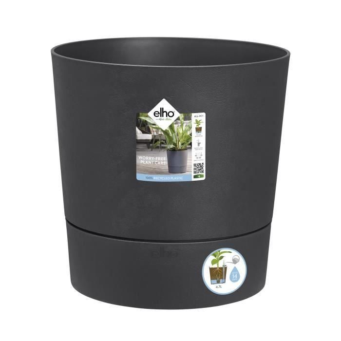 ELHO - Maceta - Greensense Aqua Care Round 35 - Gris carbón - Interior/exterior - Ø 34,5 x H 34,1 cm ELHO - Maceta - Greensense Aqua Care Round 35 - Gris carbón - Interior/exterior - Ø 34,5 x H 34,1 cm