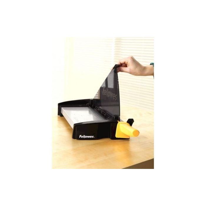 Fellowes Cizalla de Palanca Metálica SafeCut A3 | 10 Hojas 80g | Base Metálica y Cuchilla Acero Inoxidable | Guías de Corte y Prensador de Papel 1