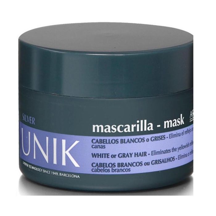 Mascarilla Silver Unik 250ml - Elimina matices amarillos, hidrata y nutre cabello rubio o con canas - Arual Mascarilla Silver Unik 250ml - Elimina matices amarillos, hidrata y nutre cabello rubio o con canas - Arual