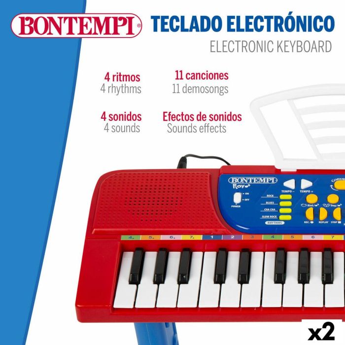 Teclado 37 Teclas Bontempi 43 x 56 x 23 cm (2 Unidades) 7 Teclado 37 Teclas Bontempi 43 x 56 x 23 cm (2 Unidades) 7