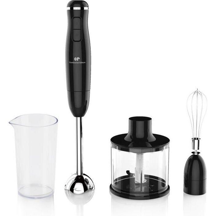 Continental Edison CEHB01 Licuadora de inmersión manual 400W, eje metal, función Turbo, vaso 550ml, batidor - Negro 0 Continental Edison CEHB01 Licuadora de inmersión manual 400W, eje metal, función Turbo, vaso 550ml, batidor - Negro 0