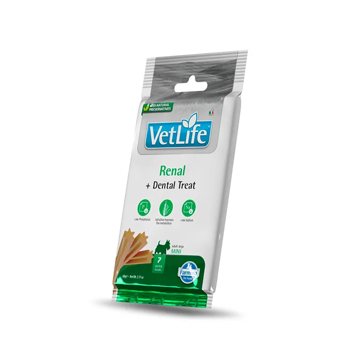 Farmina Treat Vet Life Dog Renal Adult Mini - Alimento complementario para perros, 15x60 gr