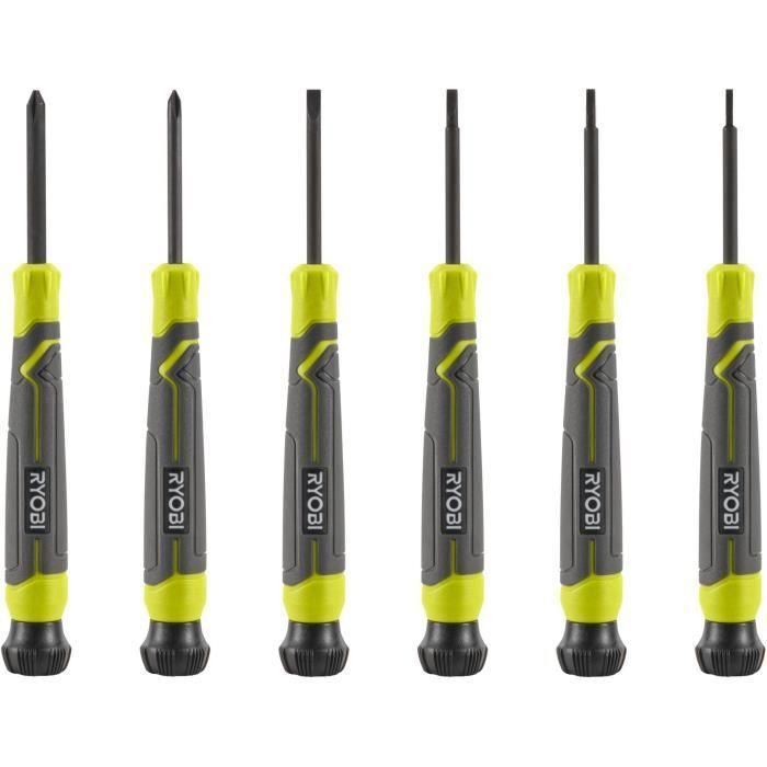 Juego de 6 destornilladores de precisión - RYOBI - SL1, SL2, SL3, PH1, PH0, SL2 Juego de 6 destornilladores de precisión - RYOBI - SL1, SL2, SL3, PH1, PH0, SL2
