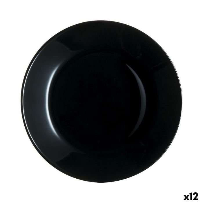 Plato de Postre Luminarc Zelie Negro Negro Vidrio Ø 18 cm (12 Unidades)