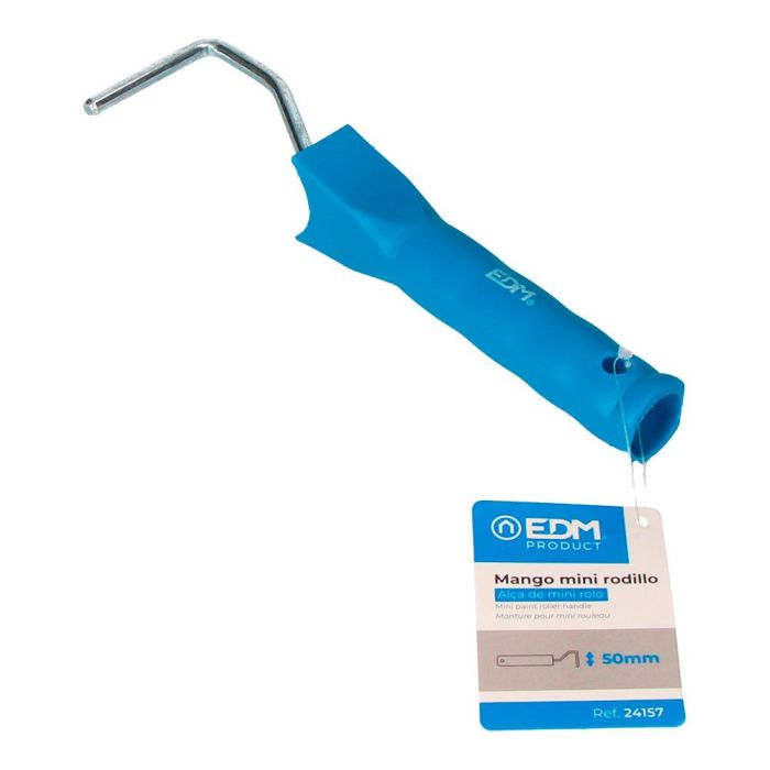 Edm Mango mini rodillo 5 cm, varilla de acero zincado 50 mm Ø5,8 mm, ergonómico de polipropileno resistente y ligero