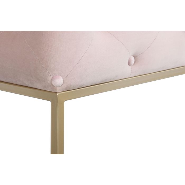 Banqueta DKD Home Decor Rosa Dorado Metal 100 x 100 x 45 cm 3