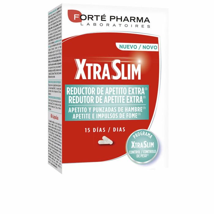 Forté Pharma XTRASLIM Reductor de Apetito Extra - Control de Peso y Saciedad con Glucomanano y Vitaminas B - 60 Cápsulas