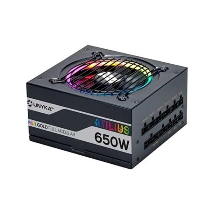 Unykach Fuente Alimentacion Atilius Gaming ATX 650W Modular Negra Certificacion 80 Plus Gold
