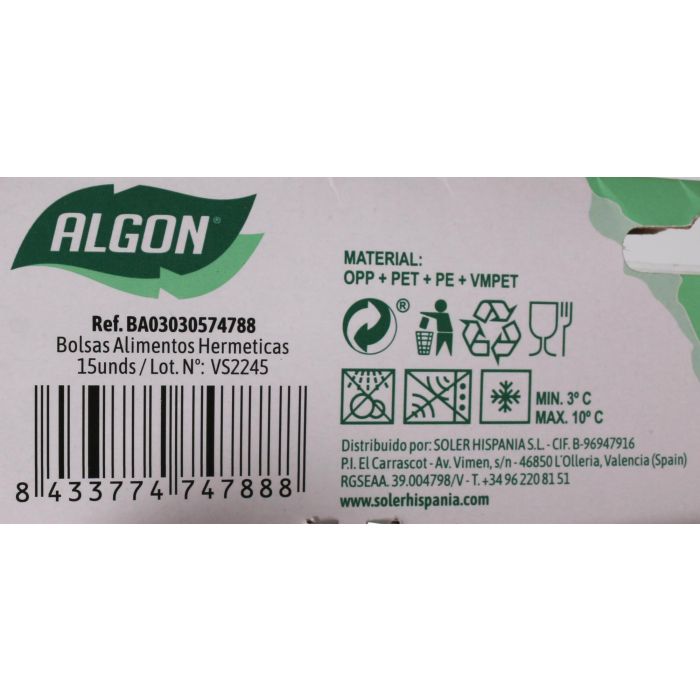 Bolsas reutilizables para alimentos, 15 unidades - Algon (24 Unidades) 7 Bolsas reutilizables para alimentos, 15 unidades - Algon (24 Unidades) 7
