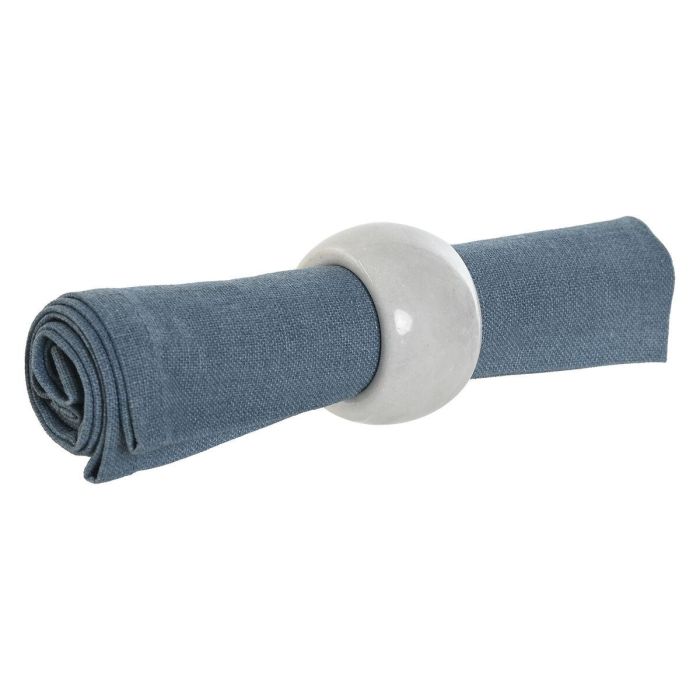 DKD Home Decor Servilletero Basicos de Marmol Blanco - Set de 4 Piezas, 4.8 x 3.3 x 4.8 cm 2