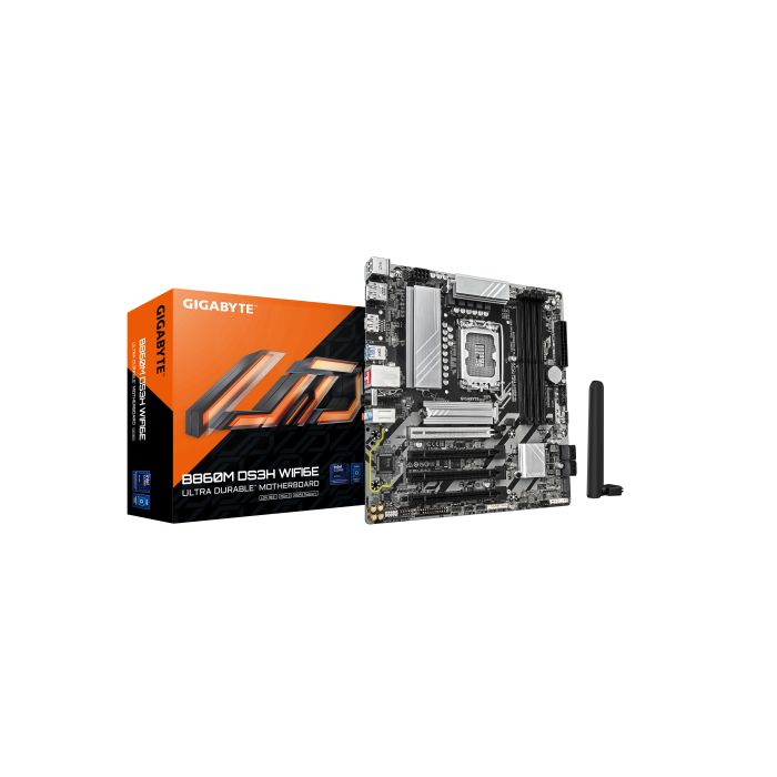 GIGABYTE B860M DS3H WIFI6E Placa base - CPUs Intel Core Ultra, VRM de 5+1+2+1 fases, hasta 9066MHz DDR5, 1xPCIe 5.0 + 1xPCIe 4.0 M.2, LAN 2,5 GbE, WiFi 6E, USB 3.2 Gen 2 GIGABYTE B860M DS3H WIFI6E Placa base - CPUs Intel Core Ultra, VRM de 5+1+2+1 fases, hasta 9066MHz DDR5, 1xPCIe 5.0 + 1xPCIe 4.0 M.2, LAN 2,5 GbE, WiFi 6E, USB 3.2 Gen 2