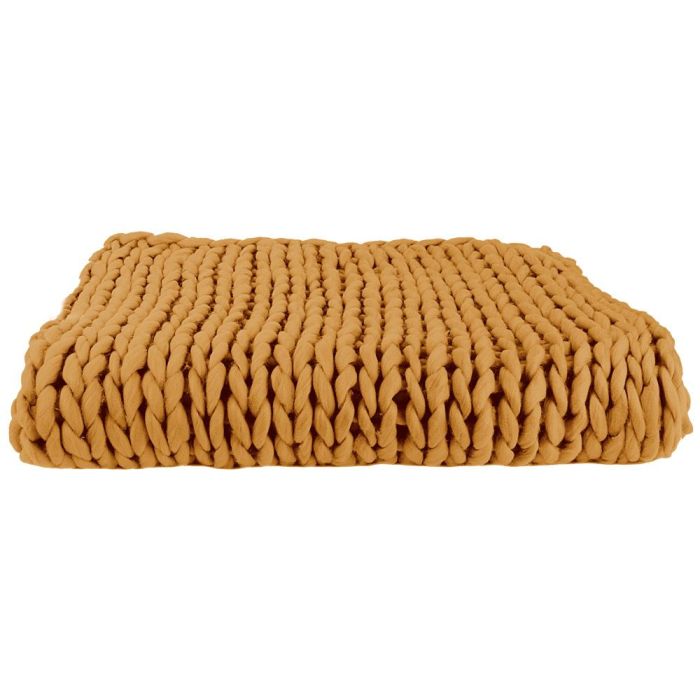Home Deco Factory Manta De Punto Grueso Amarillo 150x120 cm 1
