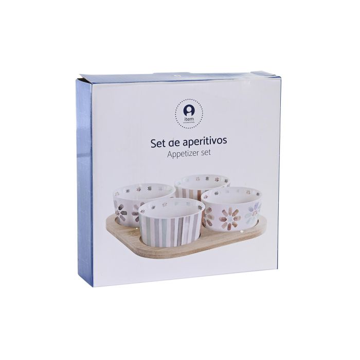 DKD Home Decor Aperitivo Gres Bambú Multicolor Natural Colección Casablanca 2022 Urban Set 5 Piezas 19.7 x 1 x 19.7 cm 1