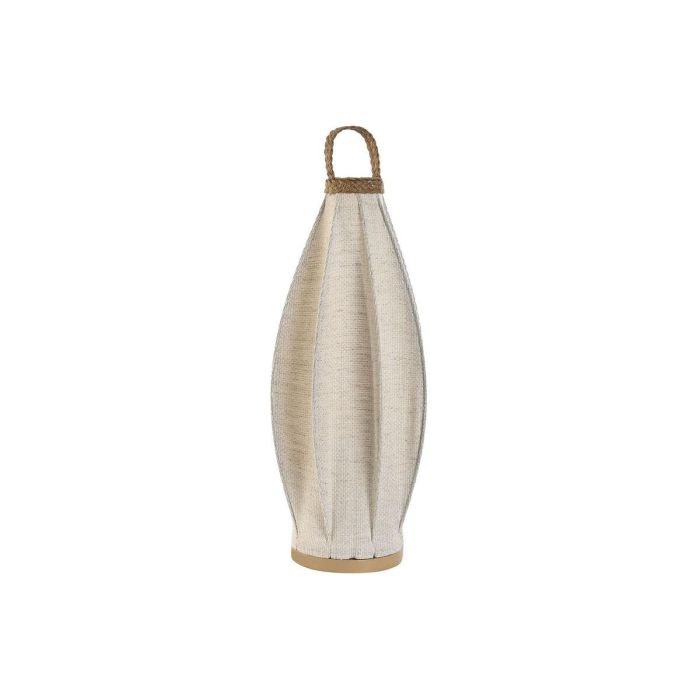 DKD Home Decor Lámpara Sobremesa Oriental de Lino y Cuerda Hecha a Mano Acabado Natural E27 25x60x25 cm Marrón Claro Crudo