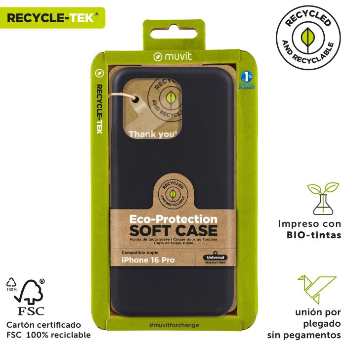 Muvit Funda Recycletek para Apple iPhone 16 - Material 100% Reciclado, Protección contra Arañazos y Golpes 2 Muvit Funda Recycletek para Apple iPhone 16 - Material 100% Reciclado, Protección contra Arañazos y Golpes 2