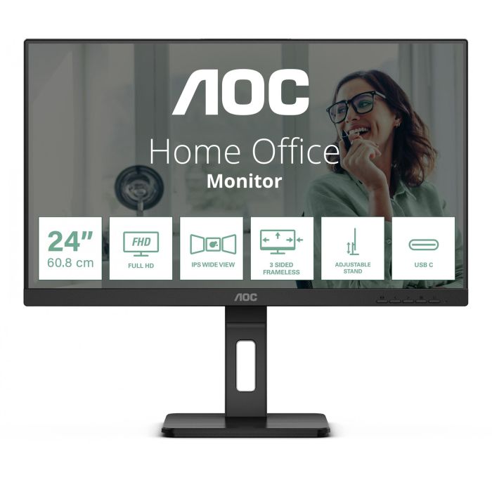 AOC 24P3CV Monitor 24" FHD IPS (1920x1080) 4ms 75Hz USB-C DisplayPort HDMI Altavoces Pivot Negro