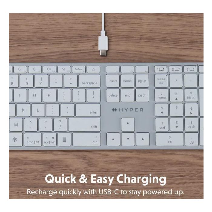 Hyper HyperSpace Next Teclado Inalámbrico Bluetooth Nordic con Retroiluminación y Carga USB-C 6
