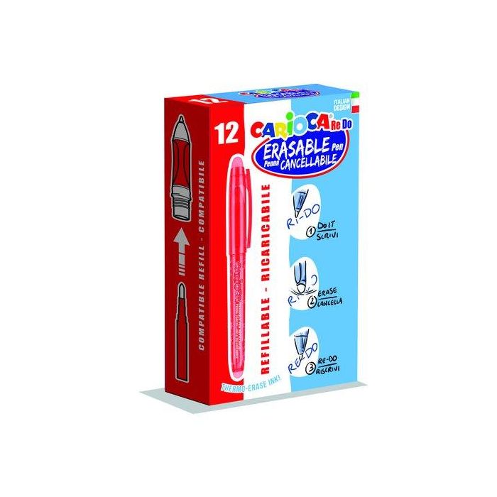 Boligrafo Carioca Re-Do Borrable Rojo (Set de 12)