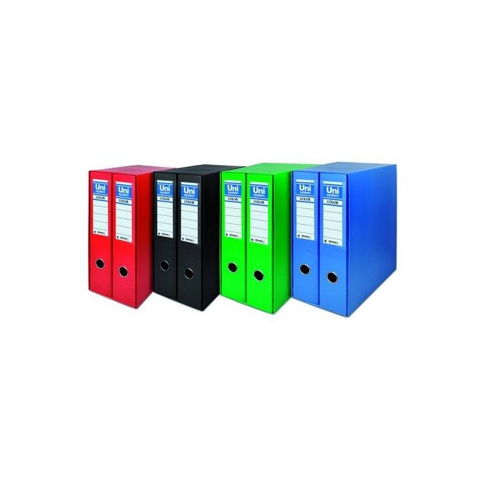 Unisystem Box Color Módulo 2 Archivadores Palanca 65 mm A4 Forrados PP Negro