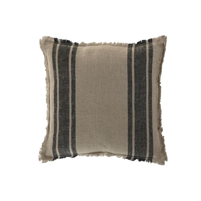 DKD Home Decor Cojín Tradicional de Lino Natural y Negro 50 x 50 cm (2 Unidades)