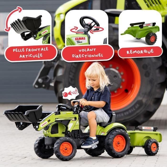 Falk Retroexcavadora CLAAS Arion 410 con Remolque Caja Abierta, Volante con Bocina y Barra Antivuelco, Niños +2 Años 2 Falk Retroexcavadora CLAAS Arion 410 con Remolque Caja Abierta, Volante con Bocina y Barra Antivuelco, Niños +2 Años 2