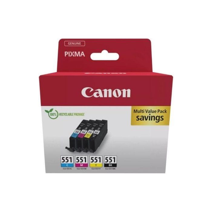 CANON Cartuchos CLI551 CMYK Multi EcoPack 4 colores carton CANON Cartuchos CLI551 CMYK Multi EcoPack 4 colores carton