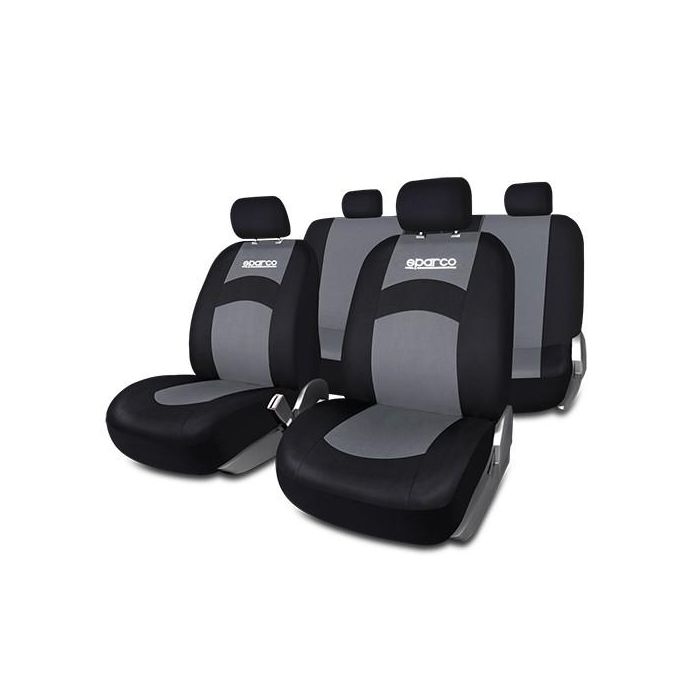 Abc SPCS402GR Juego de Fundas de Asiento 402 Intl Negras y Grises, 11 Piezas, Trasera Partida 1/3 + 2/3, Poliéster Abc SPCS402GR Juego de Fundas de Asiento 402 Intl Negras y Grises, 11 Piezas, Trasera Partida 1/3 + 2/3, Poliéster