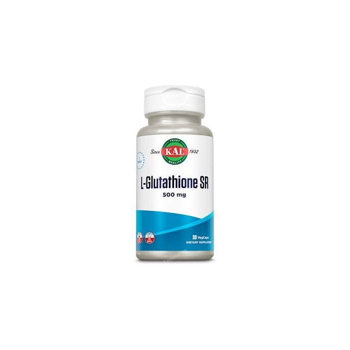 Kal L-Glutathione 500mg 30 Vcaps: Coenzima Antioxidante con L-Glutatión Reducido para Apoyo Celular y Bienestar Diario