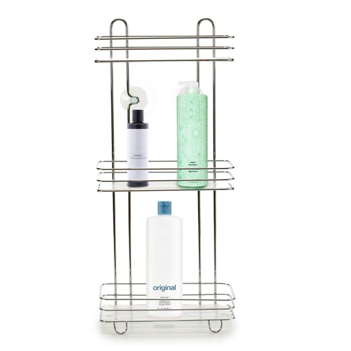 Estantería Recta Alta Baño Triple Berilo 26x59.5x13.5 cm Metal Cromado y Plástico (6 Unidades) 2 Estantería Recta Alta Baño Triple Berilo 26x59.5x13.5 cm Metal Cromado y Plástico (6 Unidades) 2