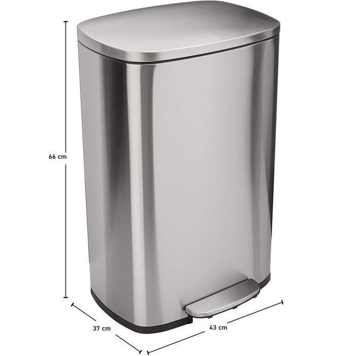 KITCHEN MOVE Papelera de cocina con pedal - Acero inoxidable cepillado - 50L - ADMIRAL 3 KITCHEN MOVE Papelera de cocina con pedal - Acero inoxidable cepillado - 50L - ADMIRAL 3