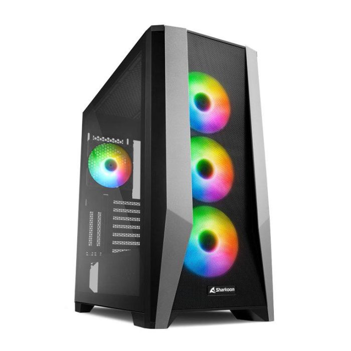 SHARKOON ELITE SHARK TG7M RGB Negro Caja de PC con 4 ventiladores RGB PWM, panel frontal de rejilla, compatible con radiador hasta 360mm y USB Tipo C 0 SHARKOON ELITE SHARK TG7M RGB Negro Caja de PC con 4 ventiladores RGB PWM, panel frontal de rejilla, compatible con radiador hasta 360mm y USB Tipo C 0