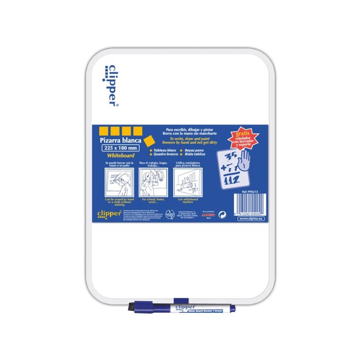 Alpino Pizarra Blanca Pequeña 25,5x18 cm con Rotulador Blister 1