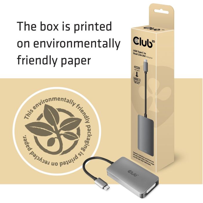 Club3D Adaptador USB 3.2 Tipo C a DVI-D Activo 3 Club3D Adaptador USB 3.2 Tipo C a DVI-D Activo 3