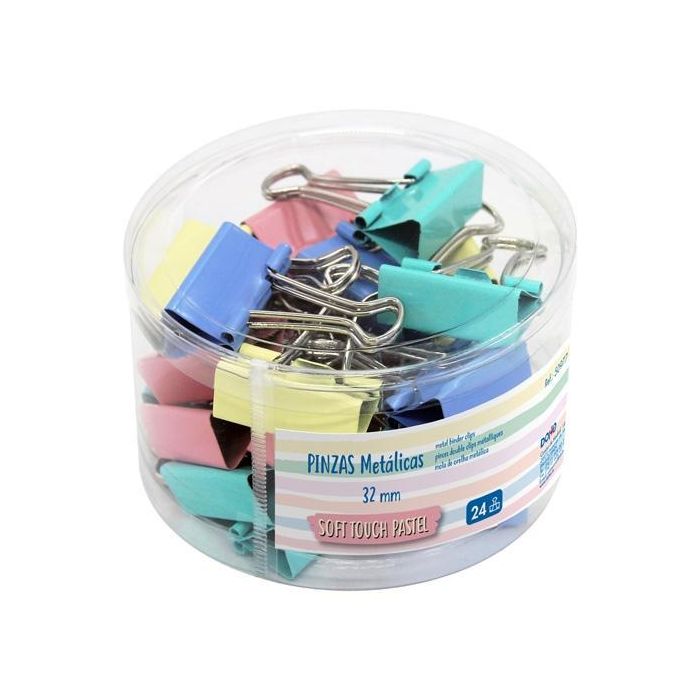 Dohe Pinzas Metálicas 32 mm Bote Expositor 24 C-Surtidos Pastel Dohe Pinzas Metálicas 32 mm Bote Expositor 24 C-Surtidos Pastel