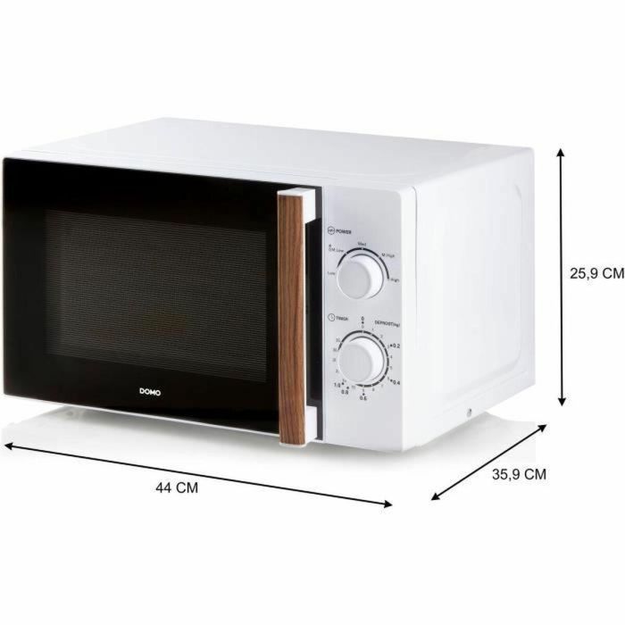 Horno microondas DOMO DO2720 - 20L - 700W - Temporizador 35 min - Función descongelación - L44 x P35,8 x H 25,8 cm - Acabado en madera blanca 3