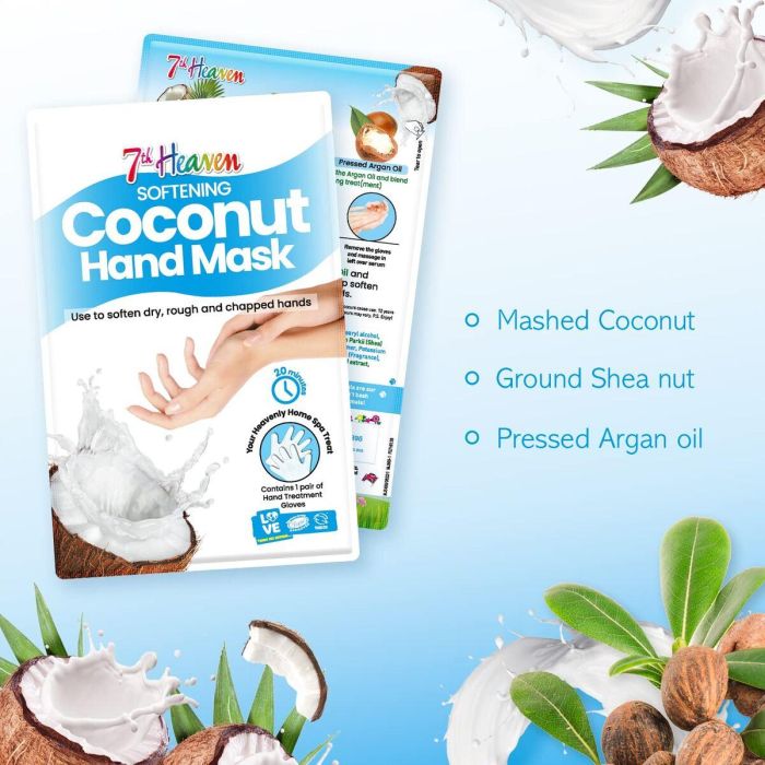 7Th Heaven Mascarilla de Manos COCONUT - Hidratación Intensa y Protección con Manteca de Karité y Aceite de Argán - Vegano 1 7Th Heaven Mascarilla de Manos COCONUT - Hidratación Intensa y Protección con Manteca de Karité y Aceite de Argán - Vegano 1