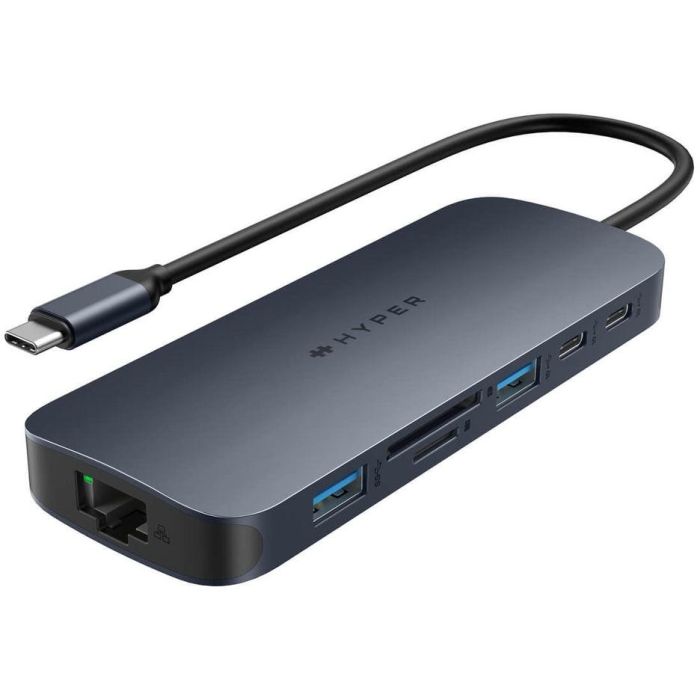 HYPER HD4006GL Hub USB-C 10Gbps con HDMI 4K 60Hz, Gigabit Ethernet, Lector SD/MicroSD, USB-A, Jack 3.5mm Azul/Gris 0 HYPER HD4006GL Hub USB-C 10Gbps con HDMI 4K 60Hz, Gigabit Ethernet, Lector SD/MicroSD, USB-A, Jack 3.5mm Azul/Gris 0