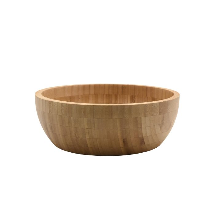 DKD Home Decor Bol Ensaladera de Bambú Natural de 25 cm x 25 cm x 8 cm, Utensilio Básico para Cocina y Hogar (2 Unidades)