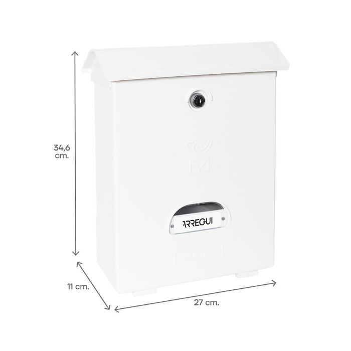 Arregui Buzón Exterior Classic de Poliestireno Blanco, Mediano (A4) 27x11x34.6cm, con Tapa Protectora para Zonas Costeras 1