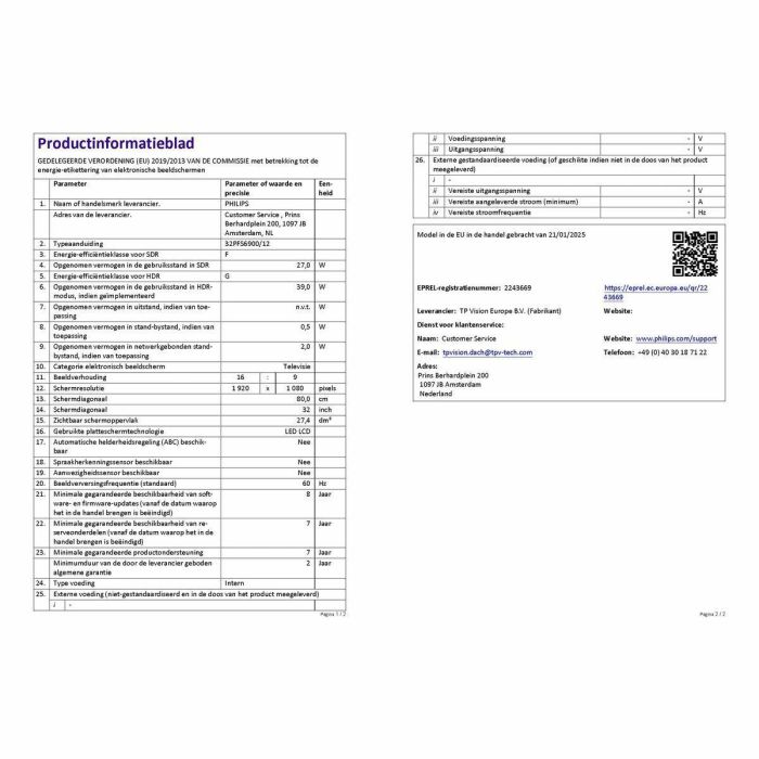 Smart TV Philips 32PFS6900/12 Full HD 32" LED HDR 1