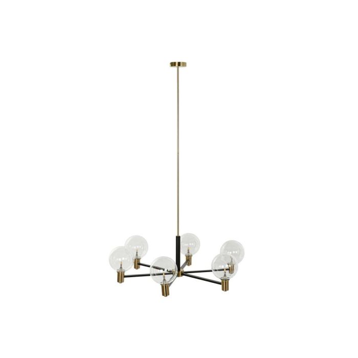 DKD Home Decor Lámpara Techo Moderna Negro-Dorado con Bolas, 6 Bombillas G4, Ajustable, de Metal y Cristal, 83x83x128cm DKD Home Decor Lámpara Techo Moderna Negro-Dorado con Bolas, 6 Bombillas G4, Ajustable, de Metal y Cristal, 83x83x128cm