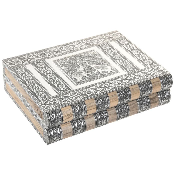 Joyero Arabe DKD Home Decor Plateado Marron 21 x 7 x 27 cm (2 Unidades) 2