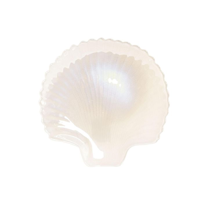DKD Home Decor Hangzhou design 26a Bandeja Vaciabolsillos Mediterraneo Cristal Blanco 17 x 17 x 2.3 cm (6 Unidades)
