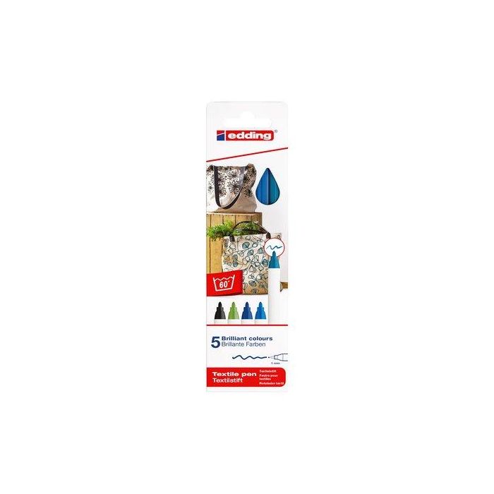 Marcador Textil Edding 4600 (Fino) Caja De 5 (Col. Basicos)